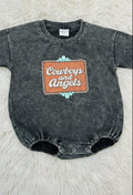 Acid wash baby rompers