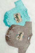 Acid wash baby rompers